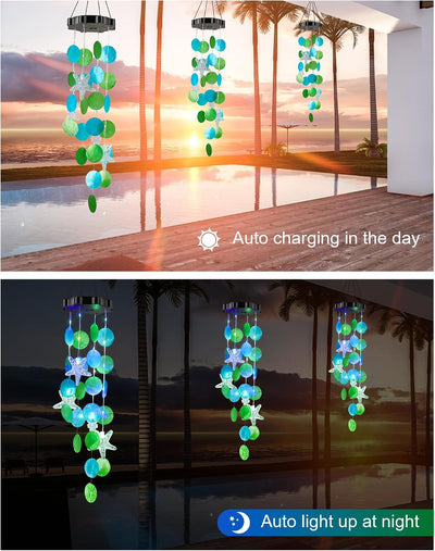 Campanillas viento solar luces colgantes jardín regalo mamá