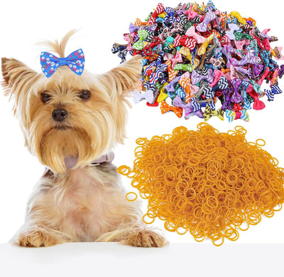 160 Lazos para pelo mascotas con clips y goma multicolor