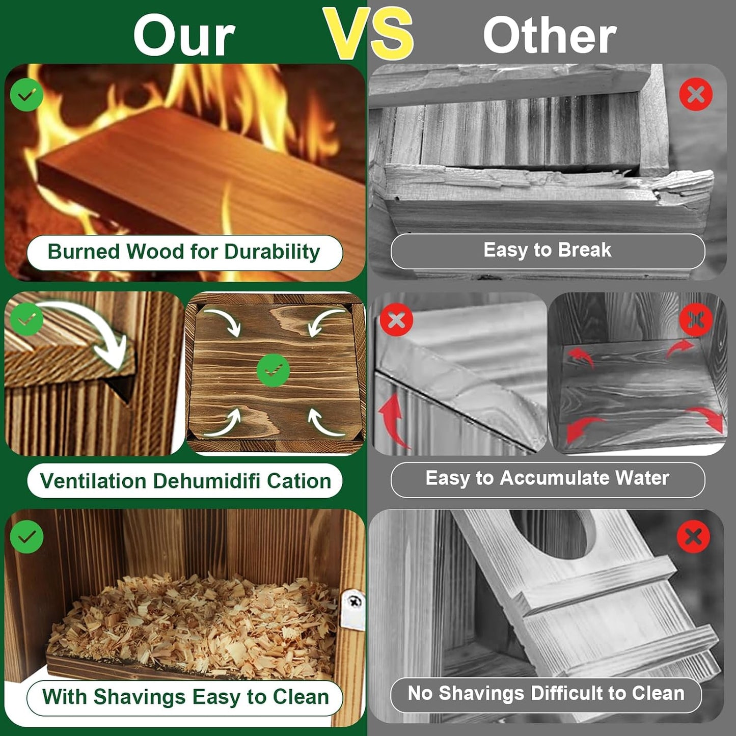 Casas para pájaros de madera con virutas para exteriores