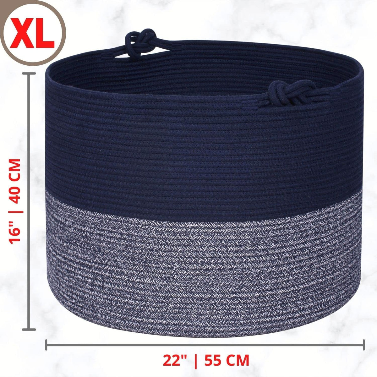 Cesta decorativa de cuerda algodón 22x16pulg para sala y lavandería