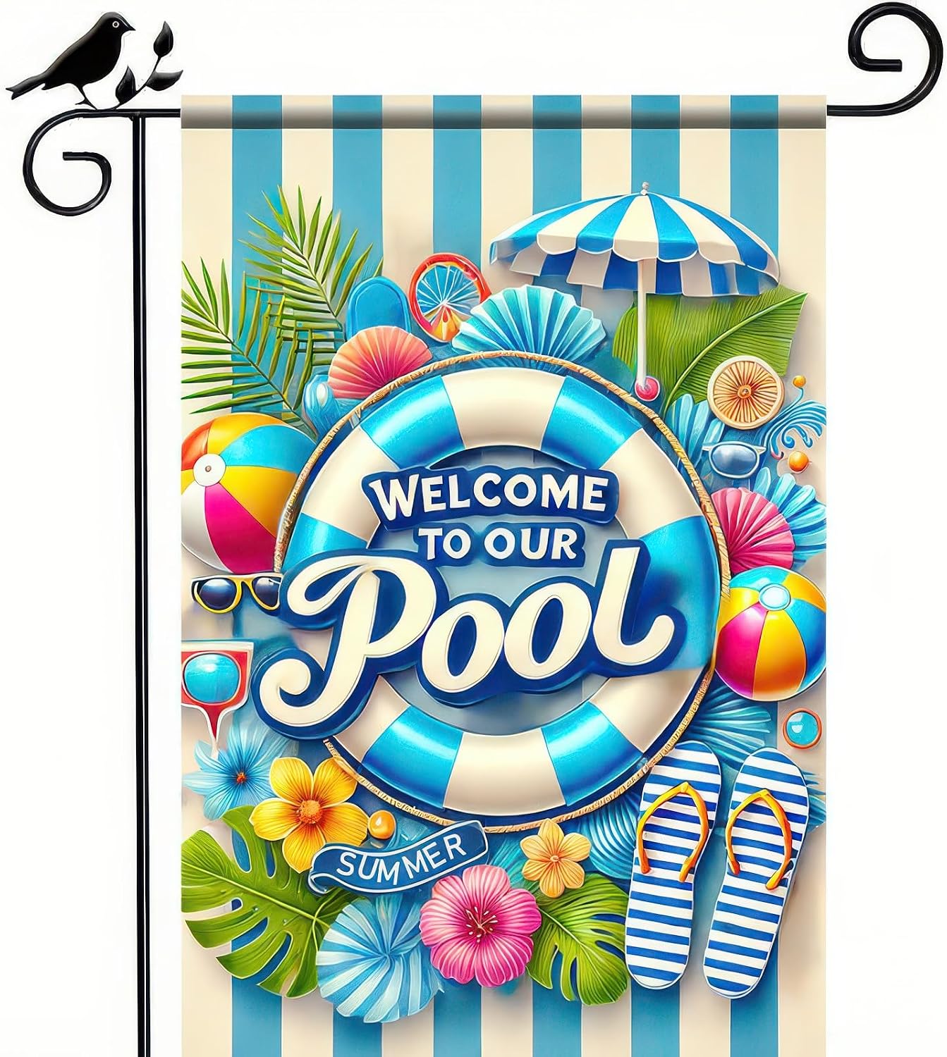 Bandera verano doble cara 12x18pulg piscina fiesta