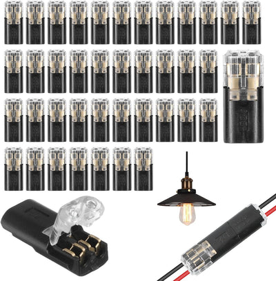 40 Conectores Doble Cable LED 2 Pines Hebilla Bloqueo 22-18 AWG