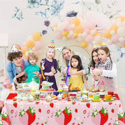 6 Manteles Fresa 54x108 para Fiesta Cumpleaños Baby Shower