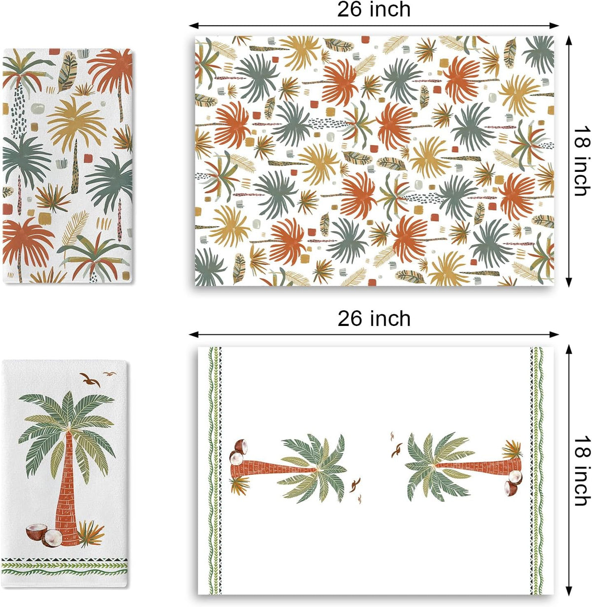 Juego de 2 paños de cocina con palmeras tropicales y plantas costeras
