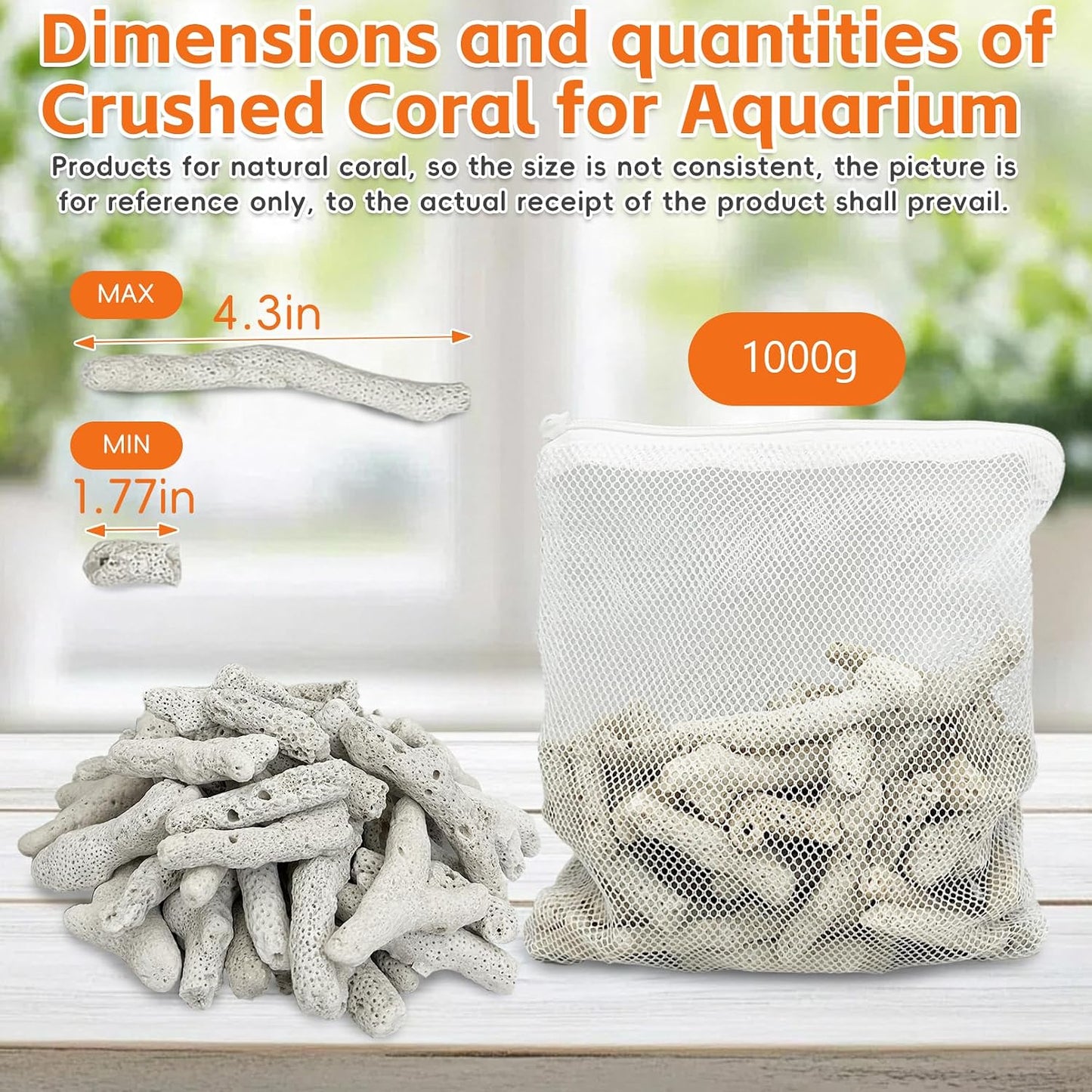 Coral triturado 2.2lb para acuario agua dulce con bolsa malla