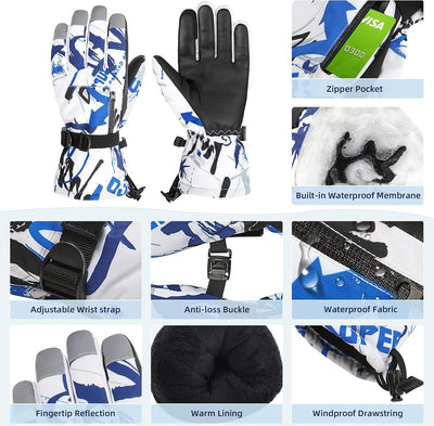 Guantes nieve niños impermeables resistentes viento