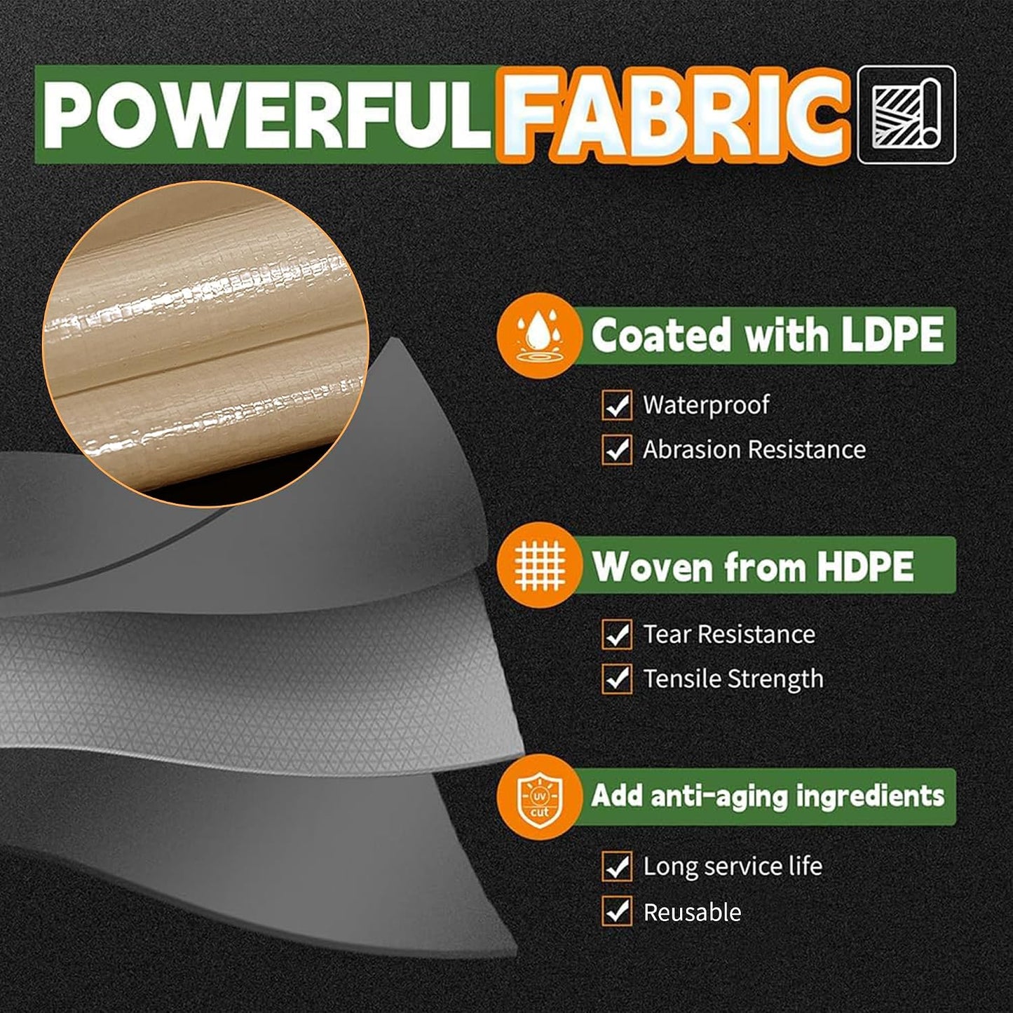 Lona impermeable polietileno 10x15ft resistente UV