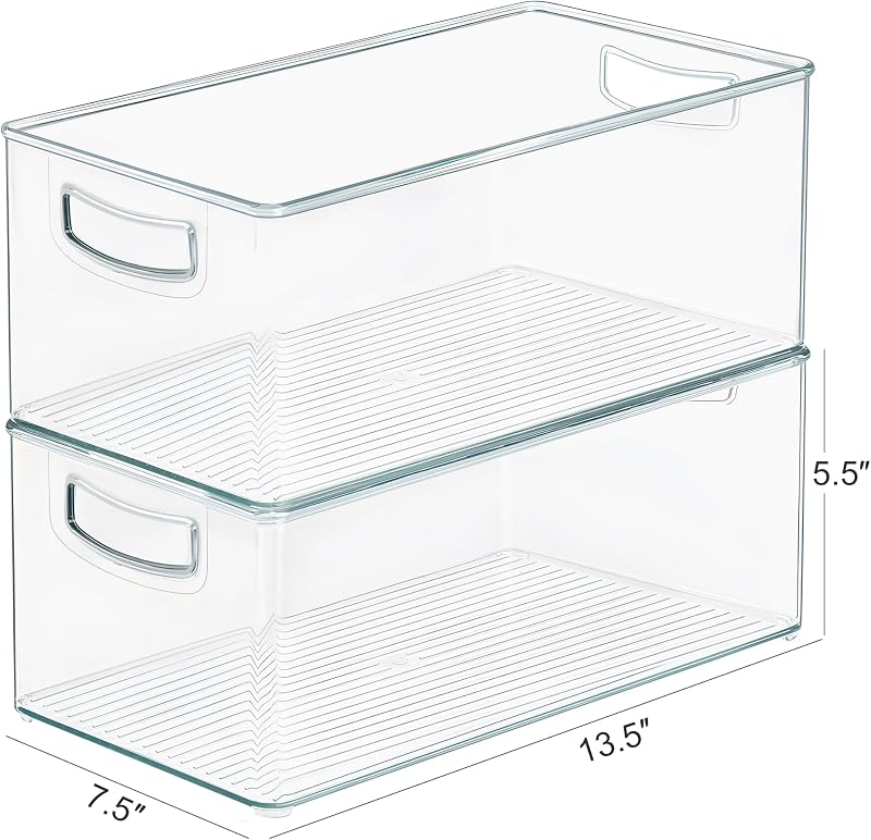 Set 2 Contenedores Congelador Transparentes Apilables con Asas