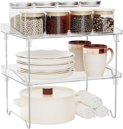 2 Pzas Estante Organizador Cocina Apilable Plástico Transparente