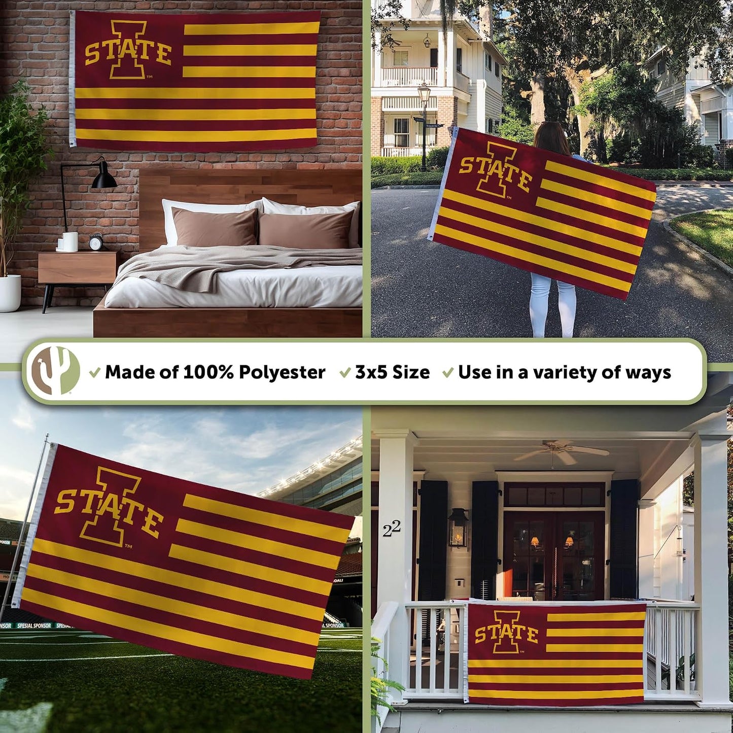 Bandera ISU 3x5ft tela poliéster duradera interiores exteriores