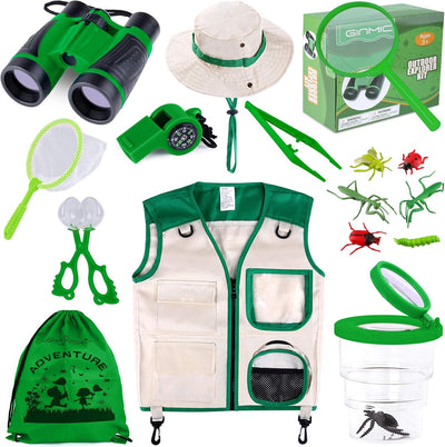 Kit explorador niños 16 pzas binoculares aventura campamento
