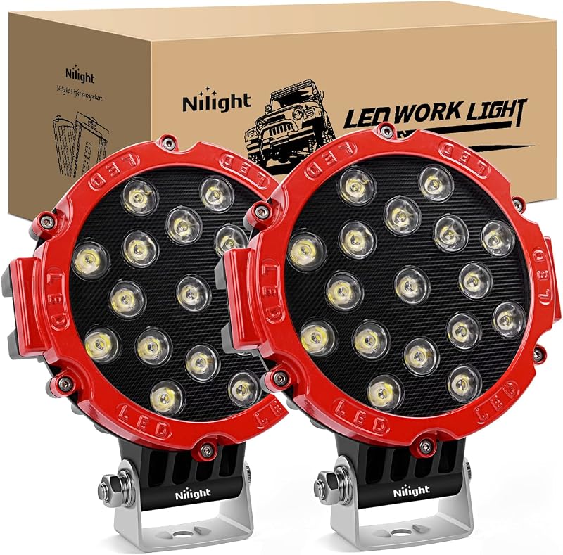 2 Focos LED Cree 185W Rojos para Trabajo y Conducción