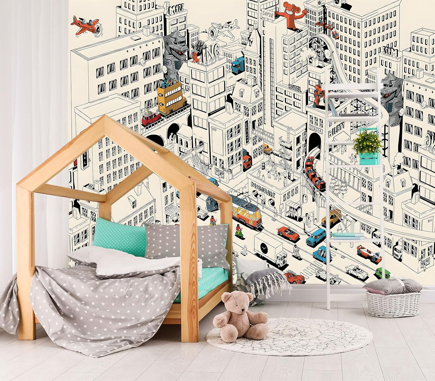 Papel tapiz infantil estilo cómics mural graffiti