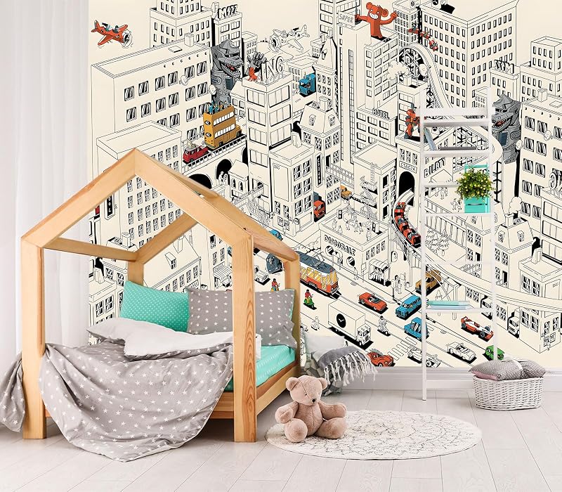 Papel tapiz infantil estilo cómics mural grafiti 88x59