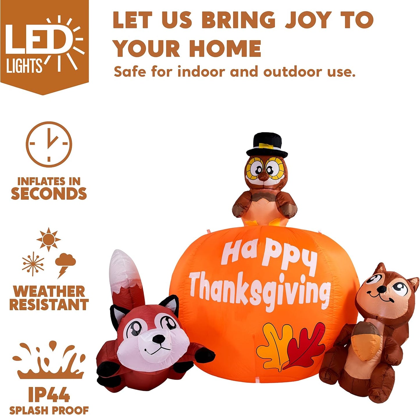 Pavo inflable LED 6ft calabaza mapache fiesta Acción de