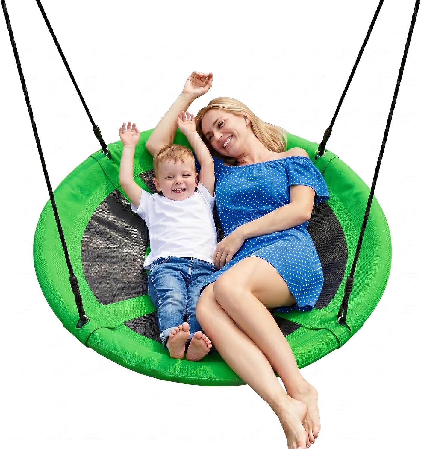 Columpio platillo 40" acero cuerda ajustable verde