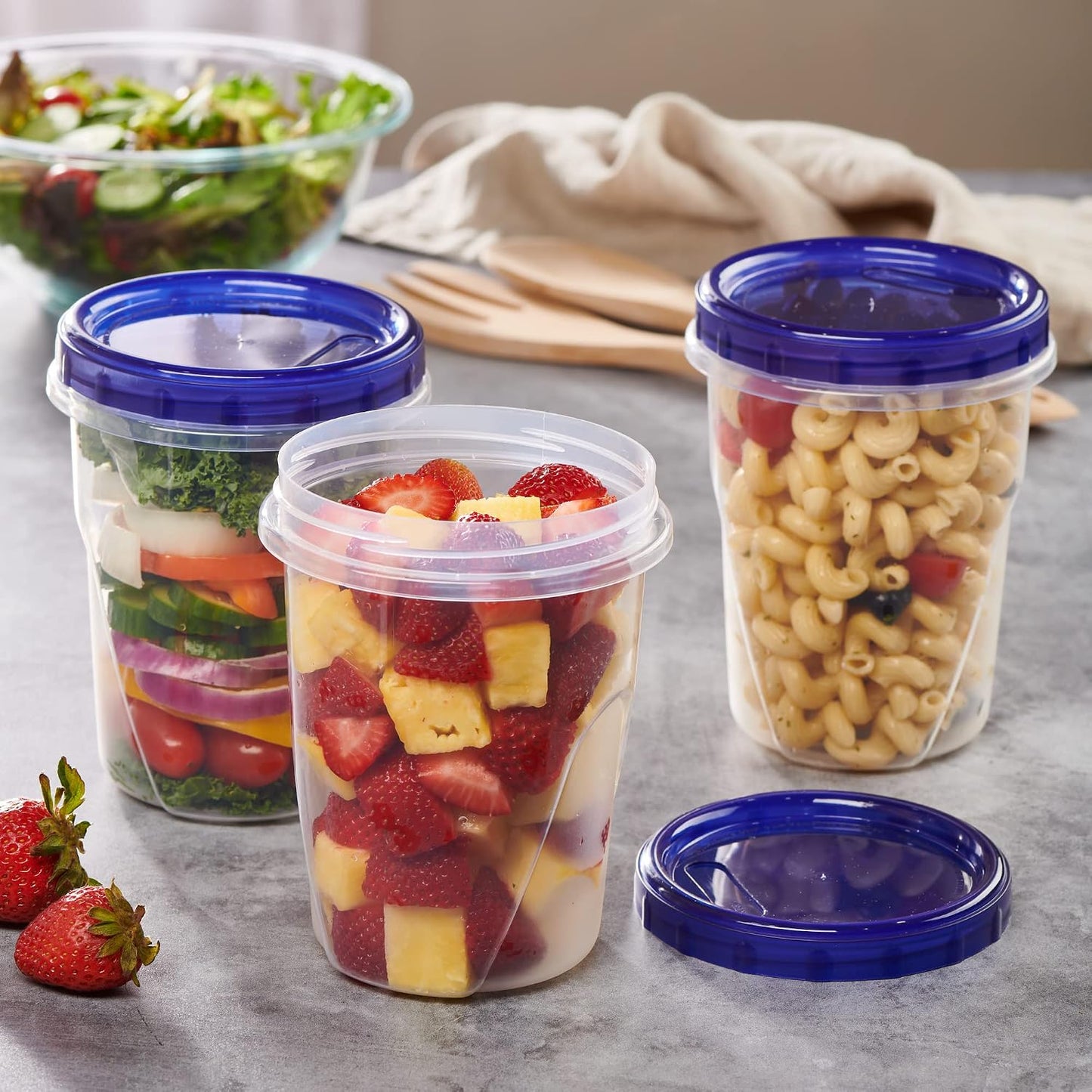 Pack 12 Recipientes Alimento Tapa Giratoria 32oz Reutiliz.