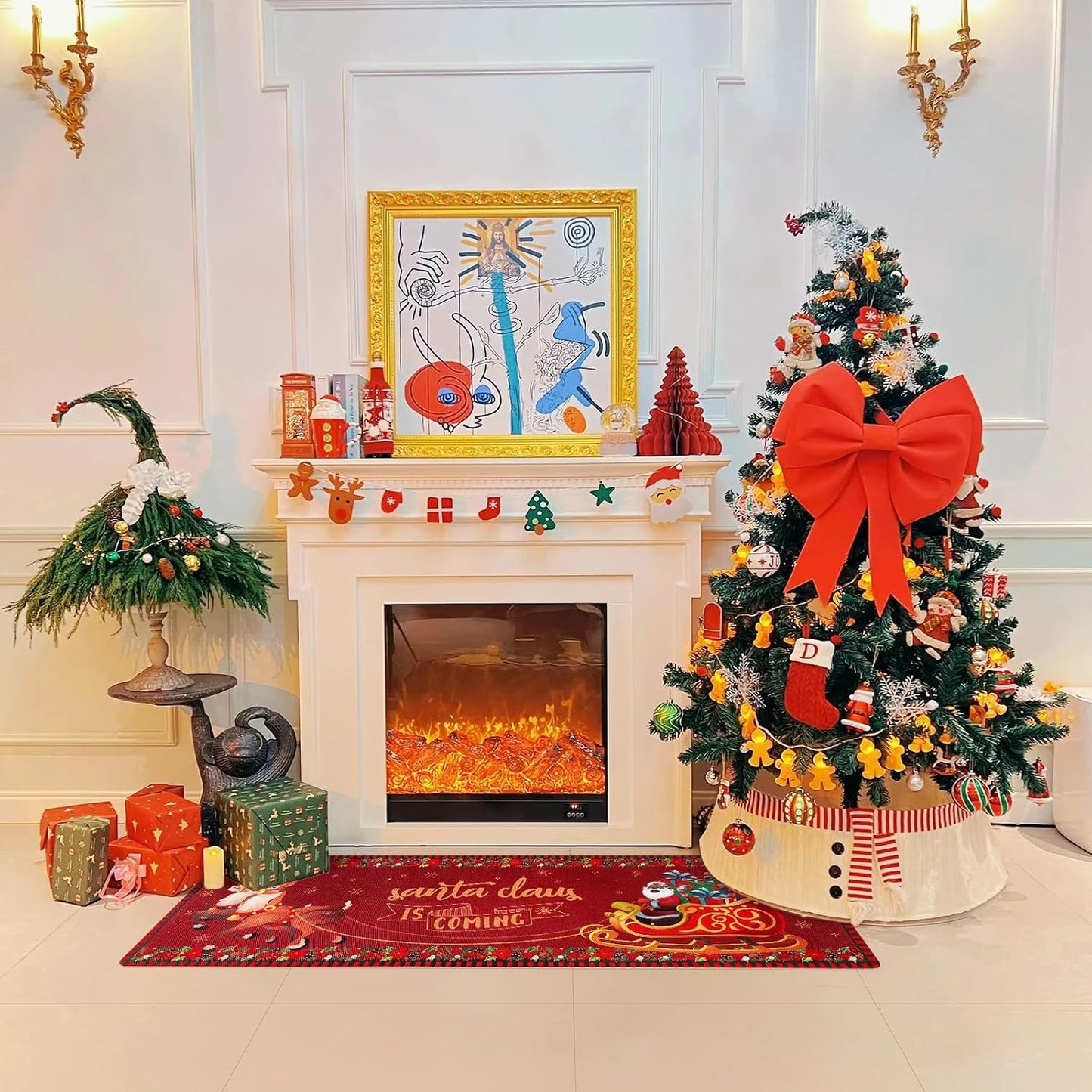 Alfombra Navidad Papá Noel negro decoración interior
