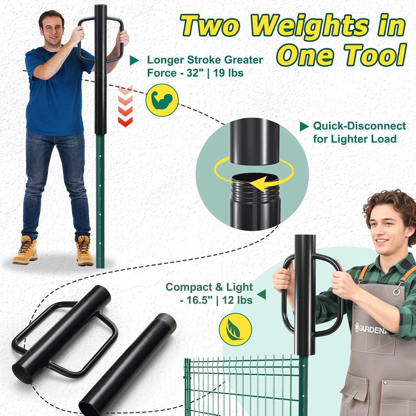 Poste T 32pulg metal para valla con asas