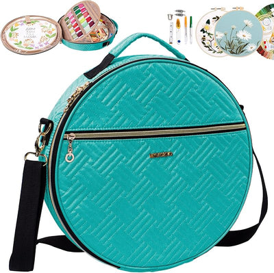 Bolsa redonda para bordar con múltiples bolsillos