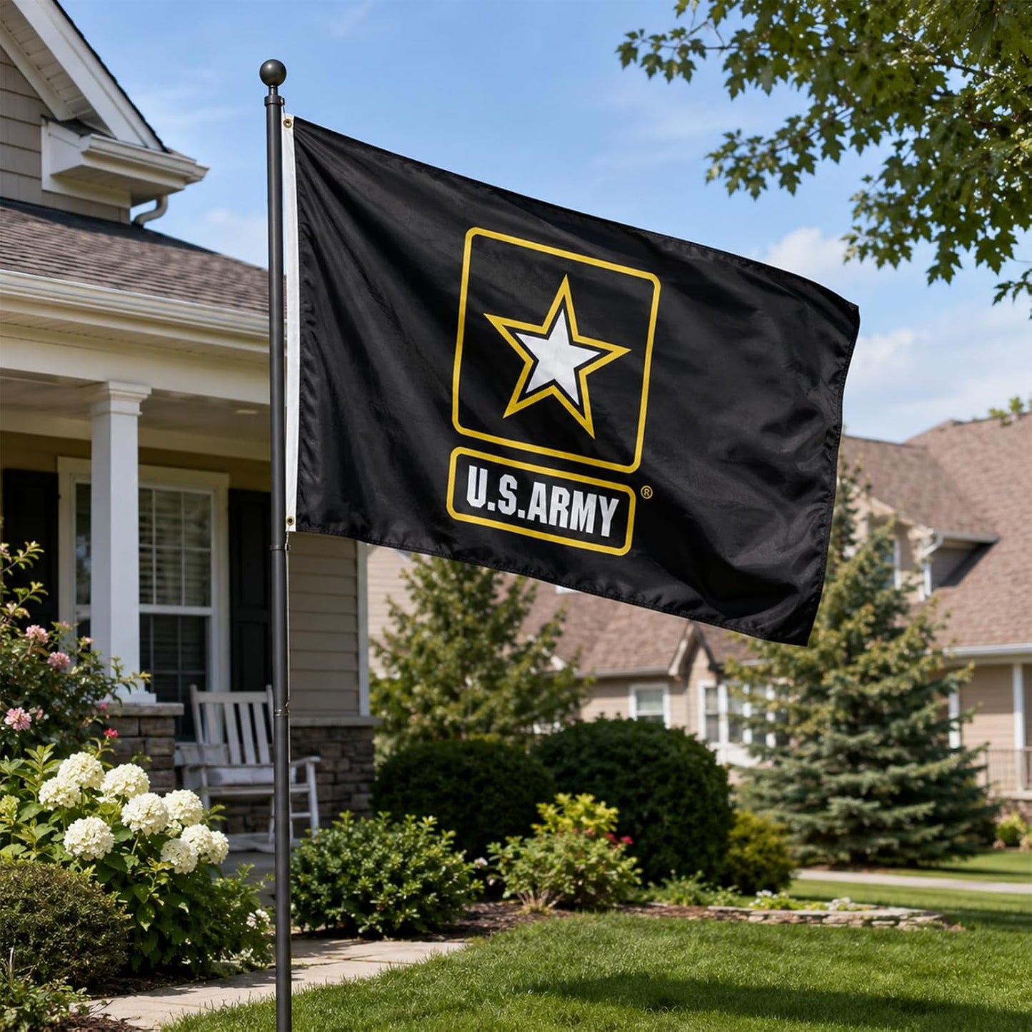 Bandera militar negra doble cara 3x5ft para exteriores
