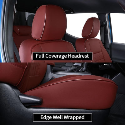 Fundas asiento auto delantero cuero borgoña
