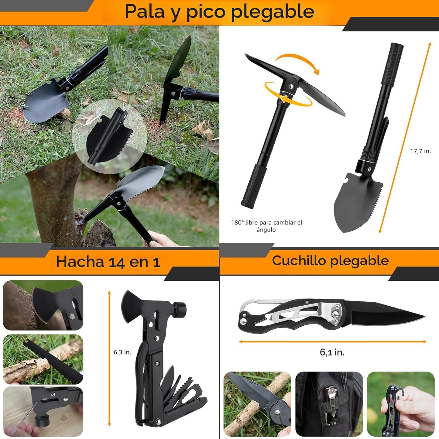 Kit supervivencia 250pcs con mochila y tienda de emergencia