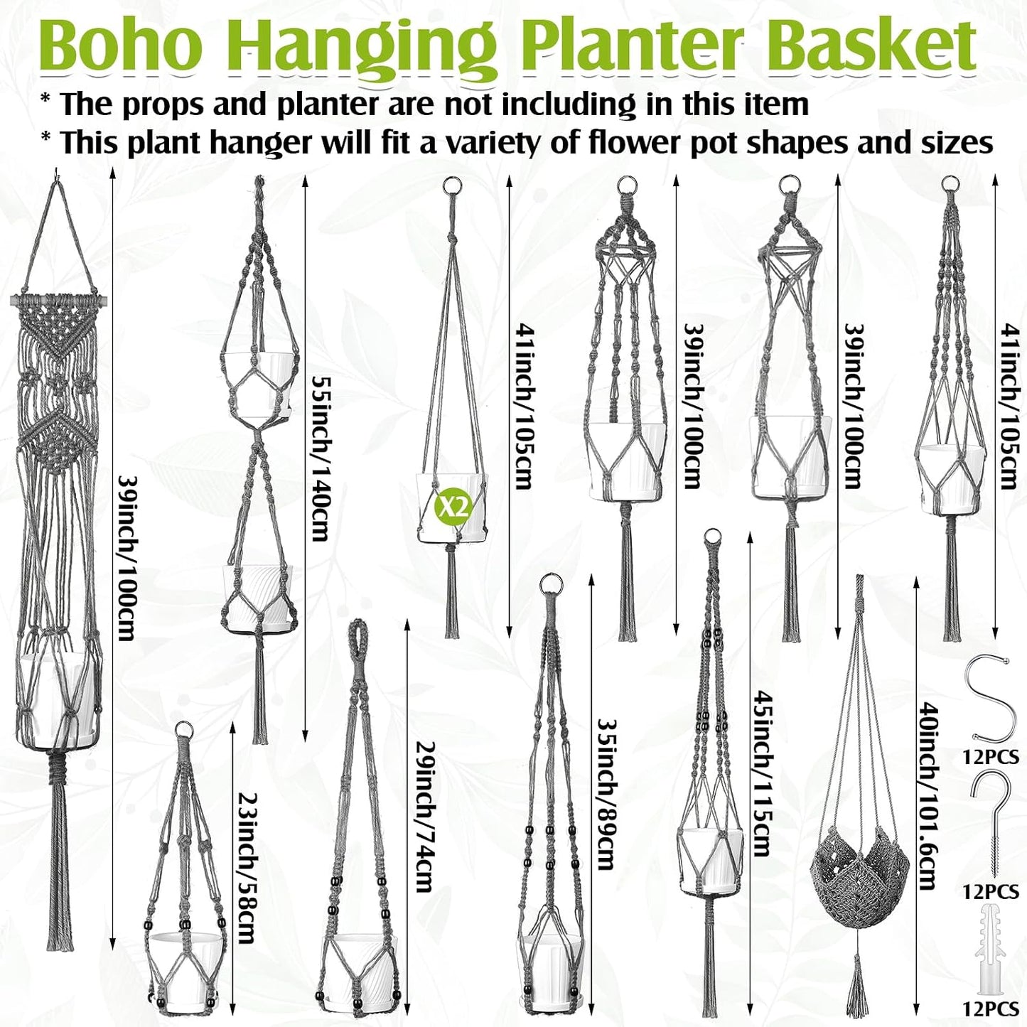 12 Pzas Macramé para Macetas Colgantes Bohemias