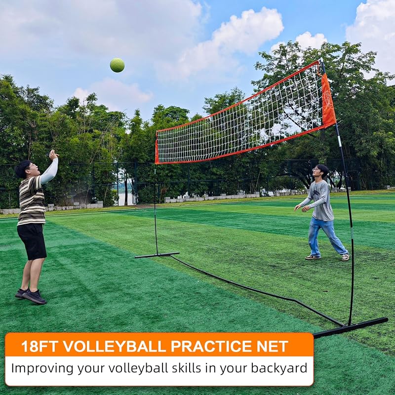 Red voleibol portátil 12/18ft ajustable con bolsa transporte