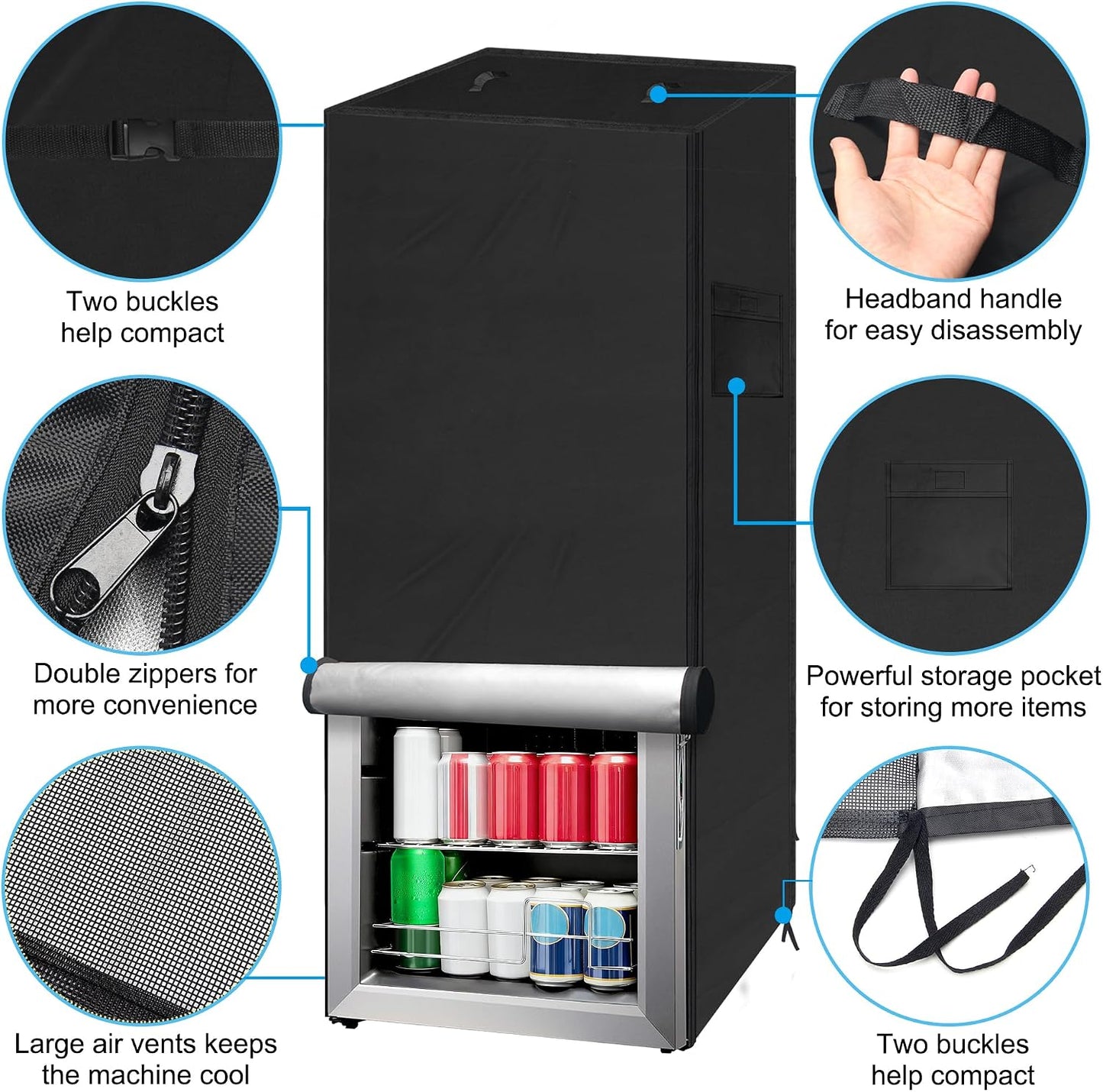 Funda refrigerador al aire libre 33x33x67 negra
