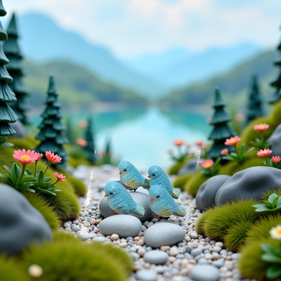 Figuras pájaros resina decoración jardín hadas