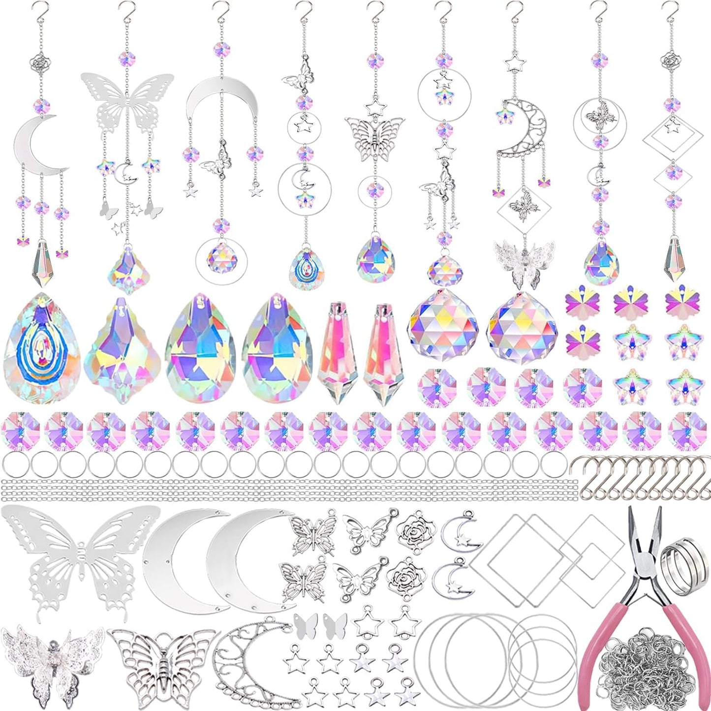 Kit 300 Pzas Atrapasoles Cristal Cadena Colgar Ventana