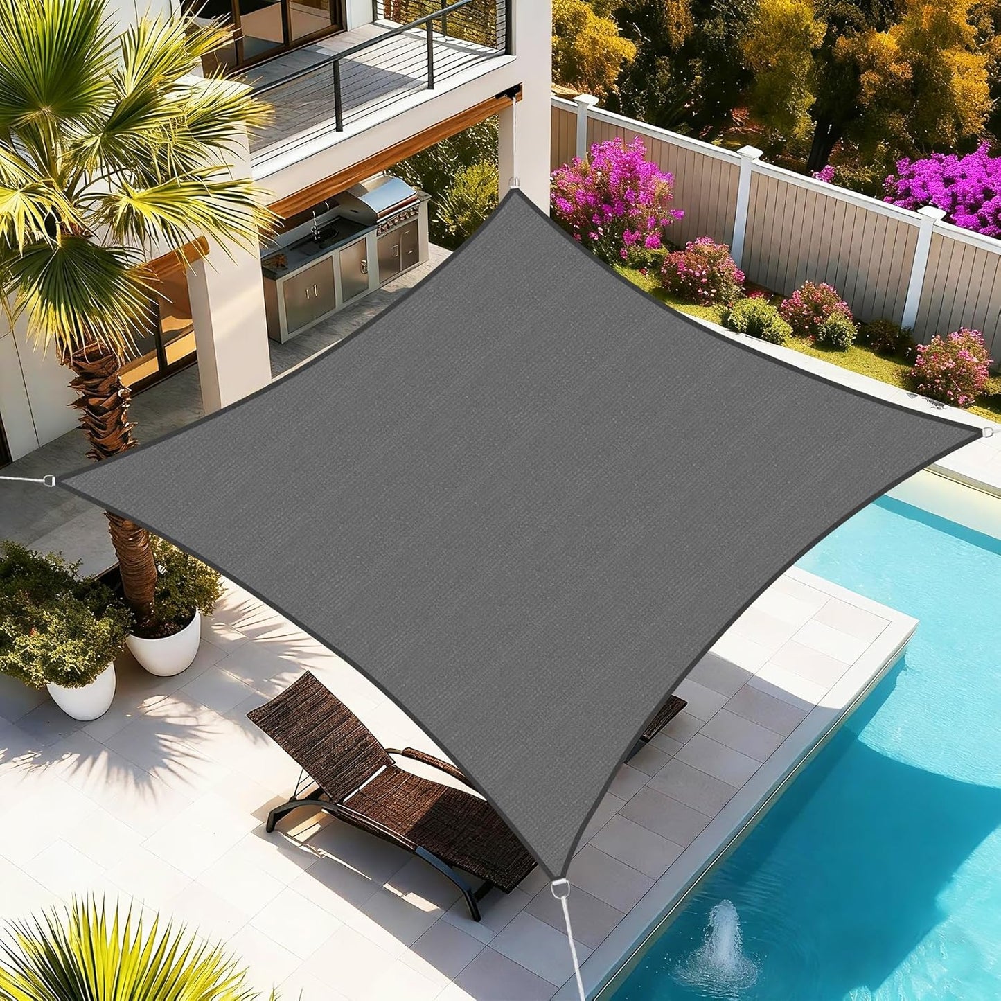 Toldo vela curvado 16x20ft gris oscuro patio jardín