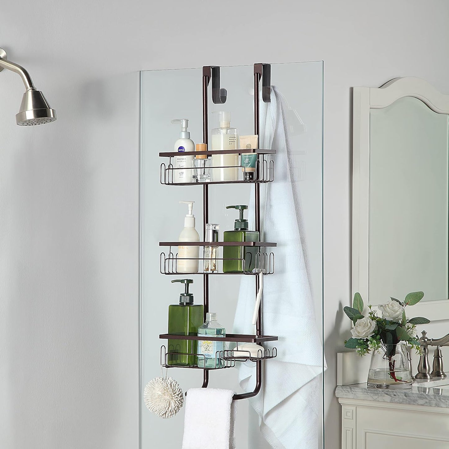 Cesta colgante metal baño para puerta