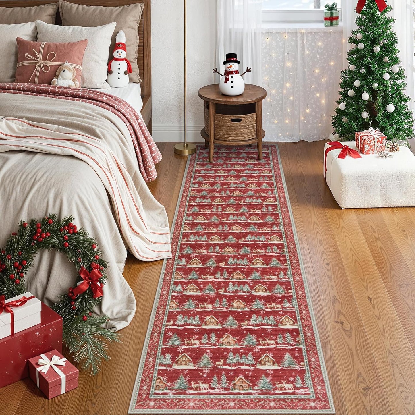 Alfombra pasillo navidad 2x8ft roja antiderrap suave