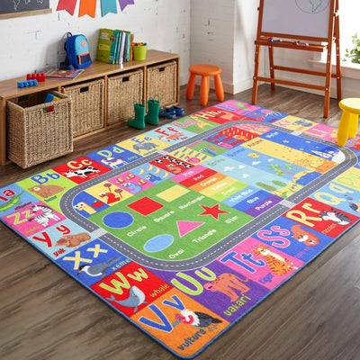 Alfombra educativa para niños 4x6 ABC números colores