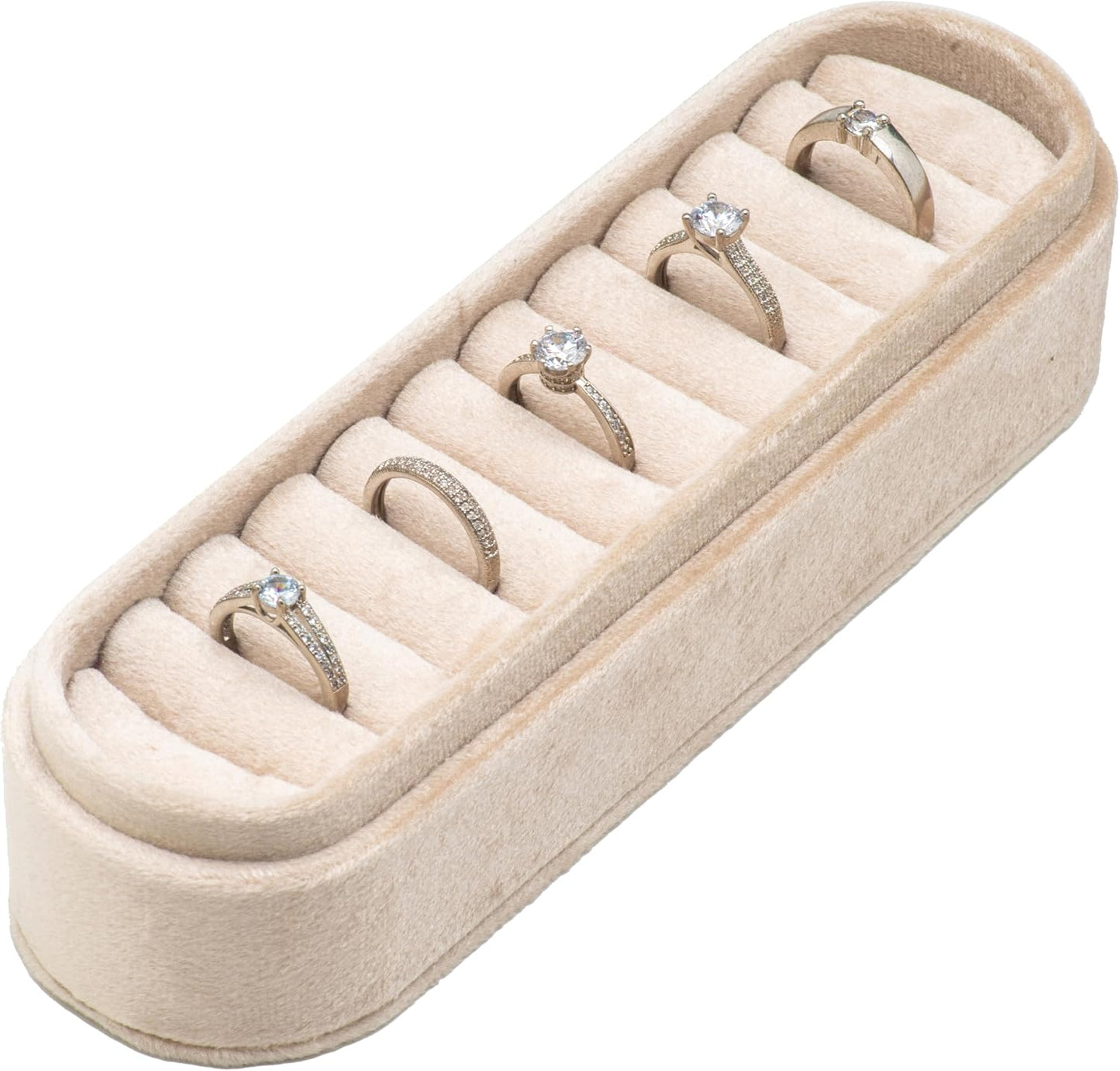 Estuche viaje organiz. anillos y aretes beige