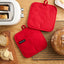 Set 2 soportes ollas resistente calor agarre silicona magnético rojo