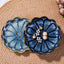 2 Pzas Bandejas Cerámica Joyas Flores Azules y Verdes