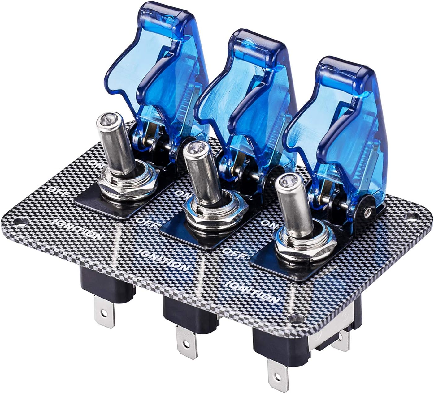 Interruptor palanca fibra carbono LED azul auto
