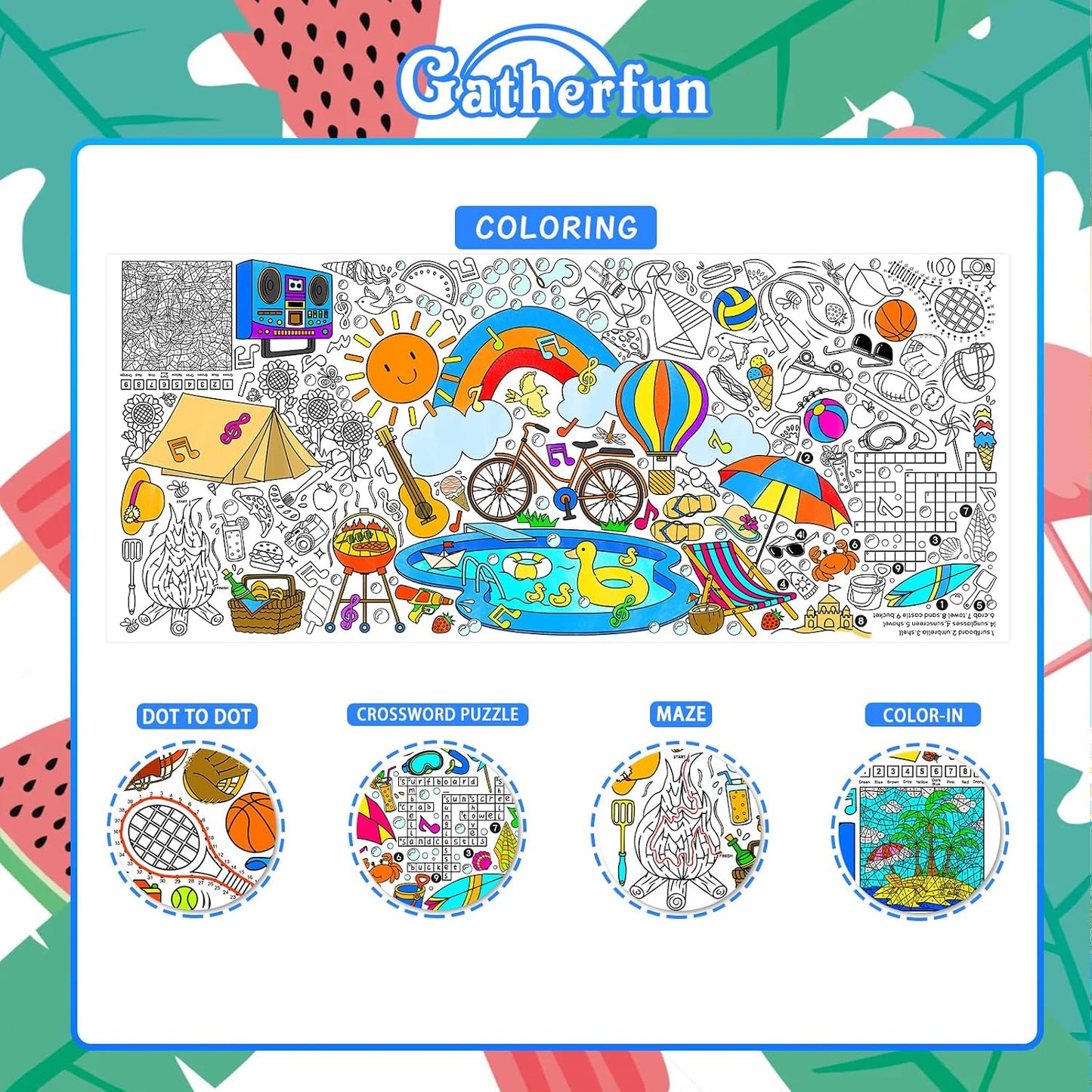 Póster gigante para colorear 31.5x72pulg versátil fiestas escolares