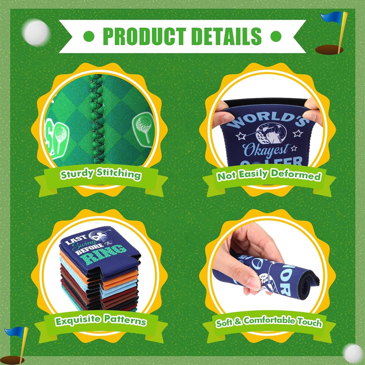 24 fundas neopreno enfriar latas 12oz reutilizables golf
