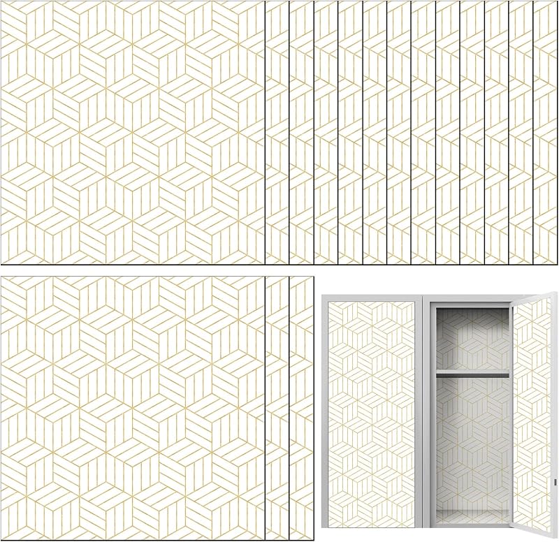 16 Pzas Papel Tapiz Magnético 12x12" Dorado Blanco
