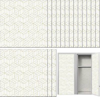 16 Pzas Papel Tapiz Magnético 12x12" Dorado Blanco