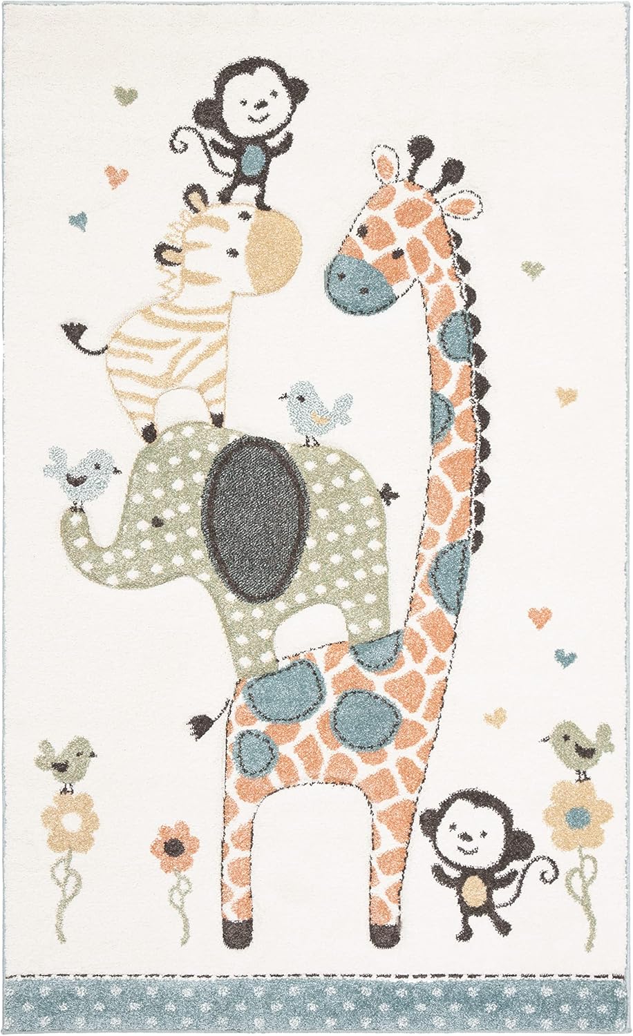Alfombra decorativa para niños 4x6ft color marfil diseño