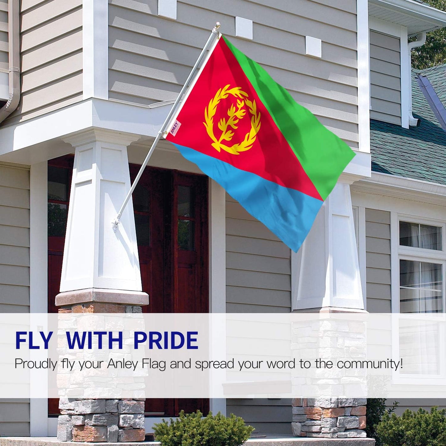 Bandera Eritrea 3x5ft poliéster cabecera lona ojales latón