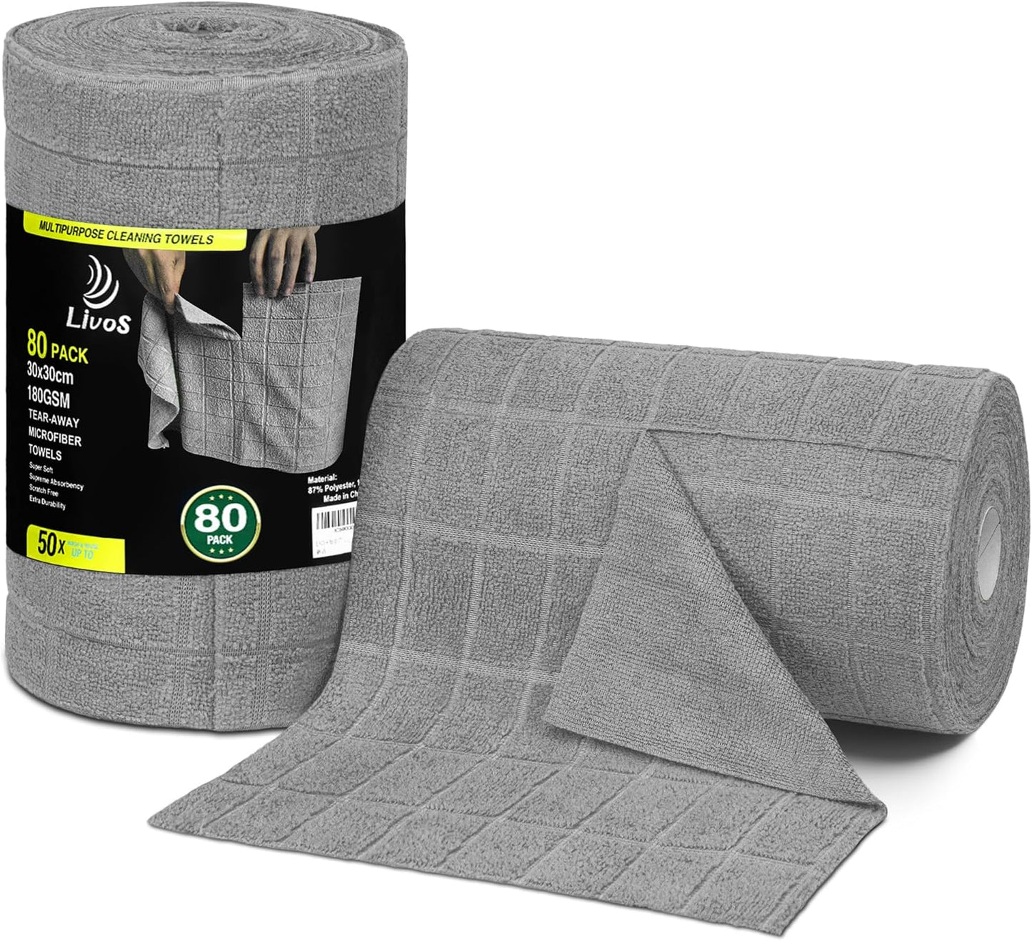 Rollo paño microfibra 80 pzas reutilizables para auto y casa