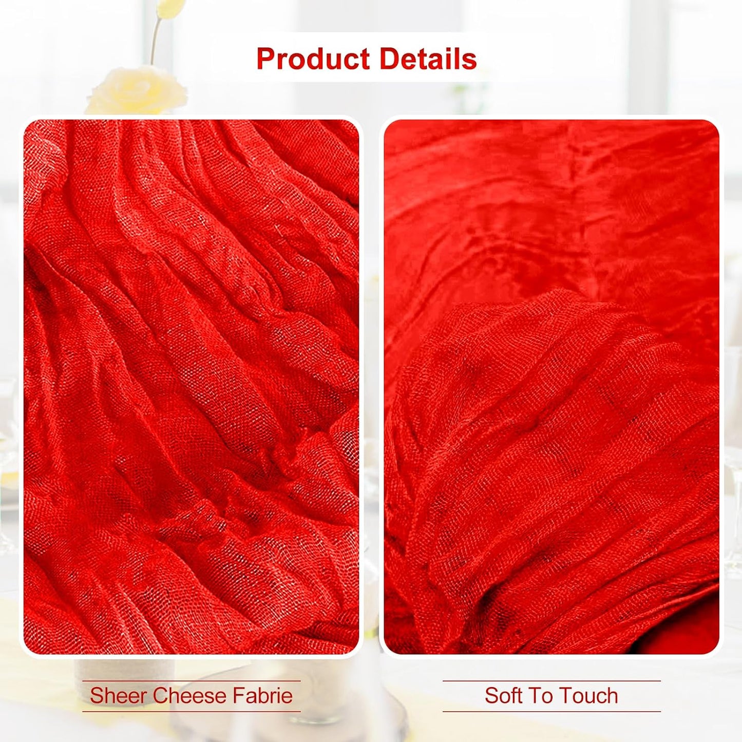 Camino mesa gasa roja 35x120pulg transparente bodas fiestas