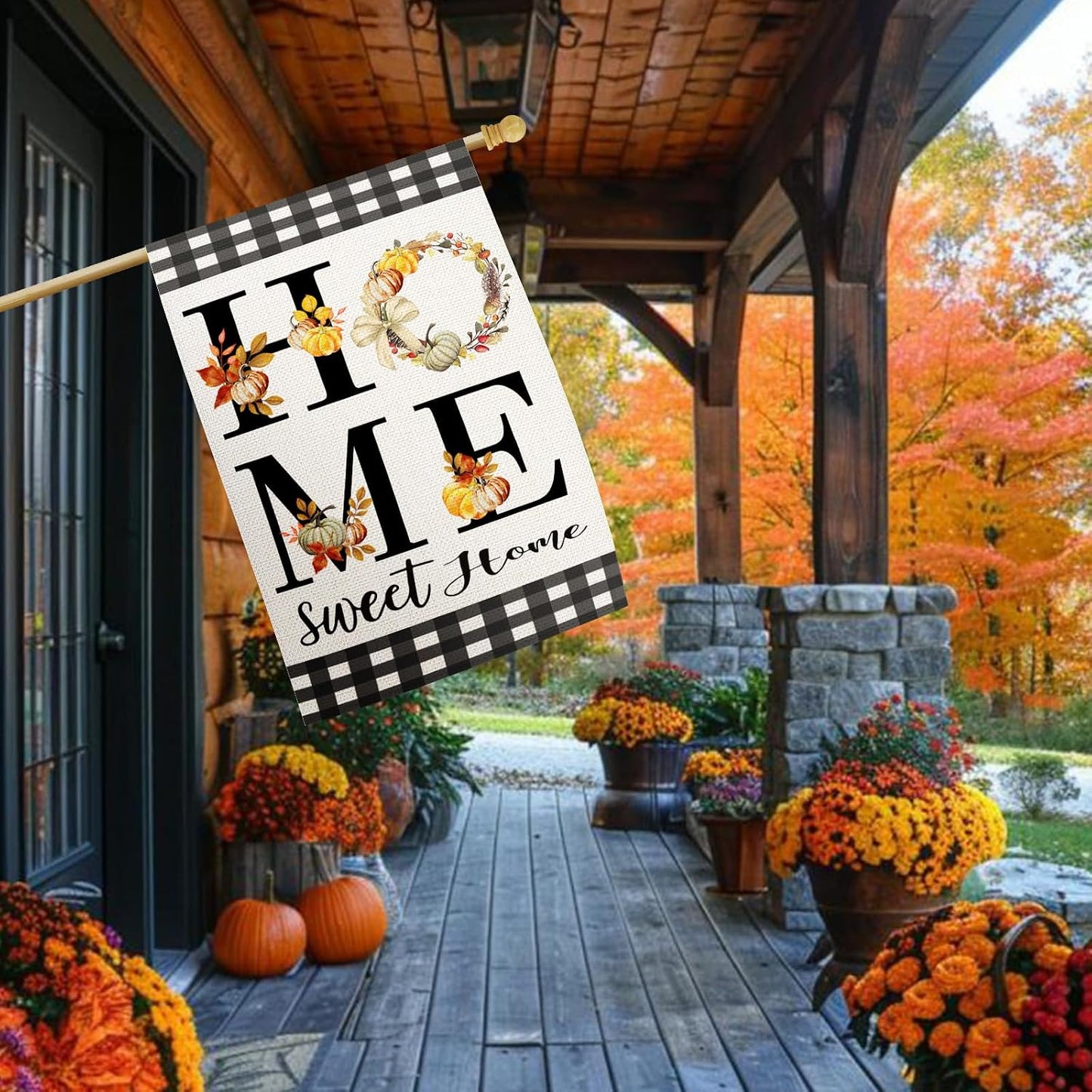 Bandera otoño 28x40pulg doble cara decoración exterior
