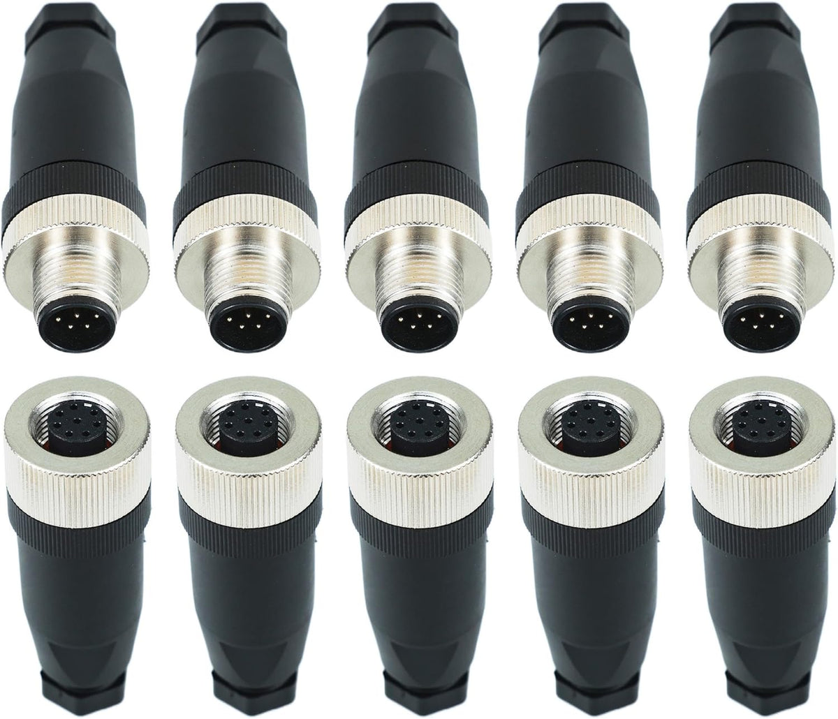 Conector M12 8 pines macho/hembra IP67 impermeable industrial